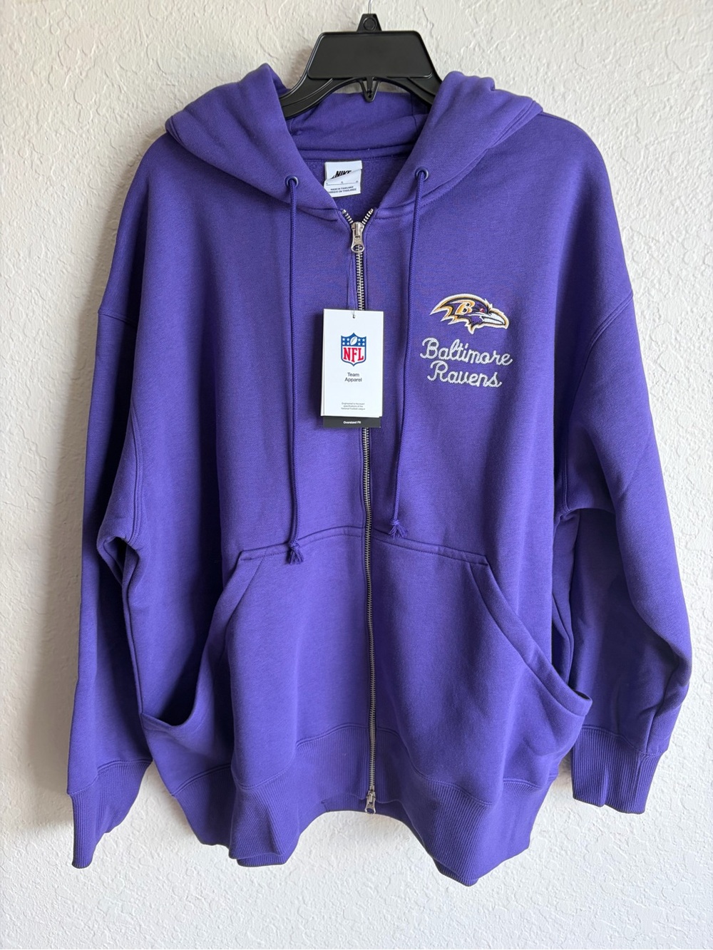Baltimore Ravens Nike Oversized Full Zip Purple Hoodie - Women’s Large NFL NWT